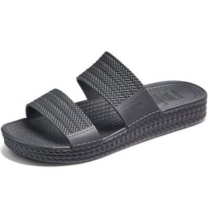 Reef Waterproof Black Woven Slide Sandals